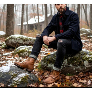 Polo Ralph Lauren Tumbled Leather Buckle Ranger Brown Tan Boots Men's 10.5 D